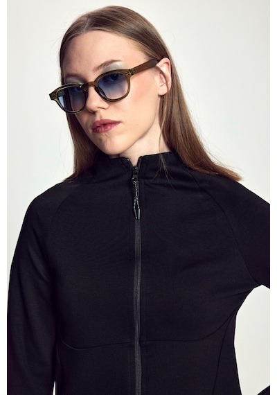 Scorp Athena Kadın Fermuarlı Koşu Sweatshirt Siyah Standart