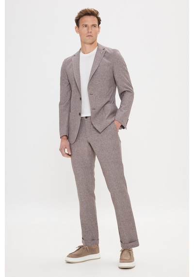 AC&Co / Altınyıldız Classics Erkek Vızon Slim Fit Dar Kesim Mono Yaka Beli Bağlamalı Desenli Takım Elbise Vızon