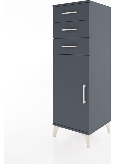 Hyperion Dolap 3 Çekmeceli Tek Kapaklı 44x44x134 Antrasit-antrasit Antrasit