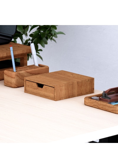 Desna Tek Katlı Tek Çekmeceli Dolap - Kiraz 18 Cm Uzunluk X 19 Cm Derinlik X 5.8 Cm Woodsaka Doğal Ahşap