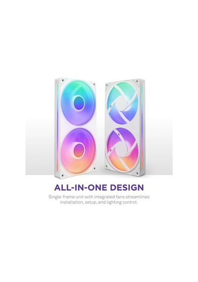 F240 Rgb Core Tek Çerçeve Fan Ünitesi, 240mm, 2x 120mm Rgb Fan Dahil, Hız Ve Aydınlatma Kontrolü, Yüksek Statik Basınç Ve Hava Akışı, 8 Argb Led, Beyaz