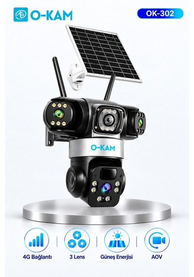 O-kam Ok-302 4g Üç Lensli Aov Ptz Güvenlik Kamerası