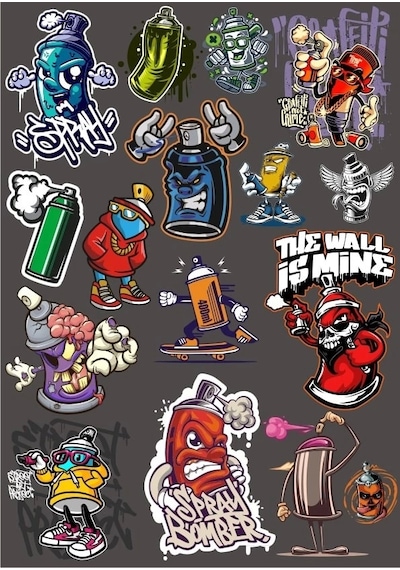 Sprey Sticker Set 2 15 Parça Telefon, Tablet, Defter, Laptop Sticker