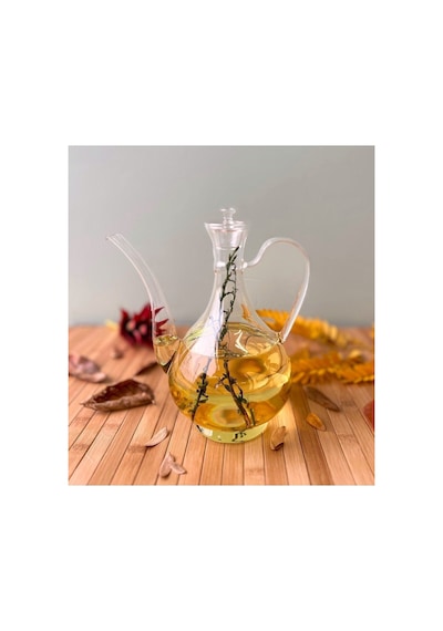 Reoona Borosilikat Cam Glorry Yağlık Yağdanlık Ve Sirkelik 2'li Set 700 Ml +700 Ml Bambu Standlı Şeffaf - Şeffaf