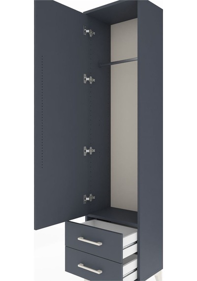 Arges Dolap Tek Raflı 2 Çekmeceli Tek Askılı 44x30x182 Antras... Antrasit
