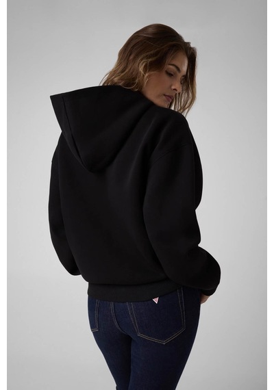 Guess Hooded Baskılı Siyah Kadın Sweatshirt W6bq18k6664-jblk