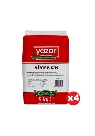 Yazar Taş Değirmende Öğütülmüş Siyez Unu 4 x 5 KG