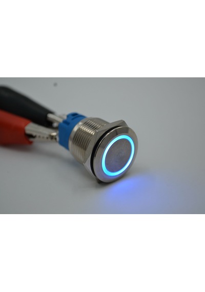 19mm Yaylı Metal Buton Mavi Işıklı 1no/1nc Anahtar 12v 24v