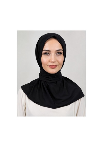 Unika Boutique Çıtçıtlı Bağlamalı Tesettür Pratik Şal Deniz Havuz Için Uygundur Siyah