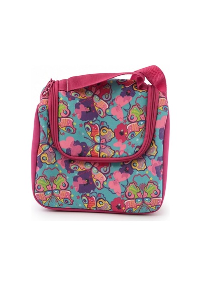 Kelebek Temalı Beslenme Çantası Çocuk Okul Pembe Rengarenk Termal Isı Yalıtımlı 24x22x14 Cm Çok Renkli