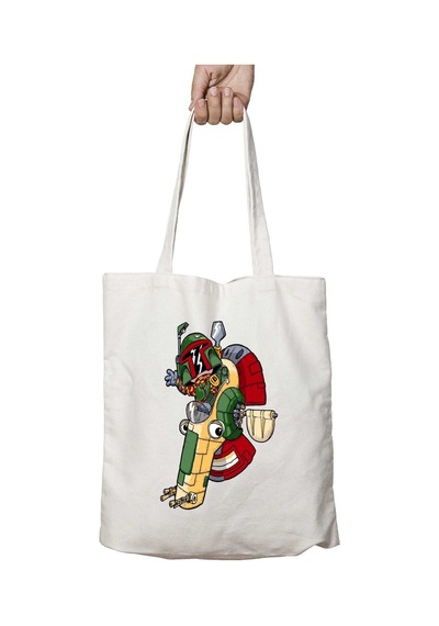 Art Hediye Star Wars Boba The Hunter İki Tarafı Kalıcı Baskılı Yıkanabilir Çanta Çok Renkli