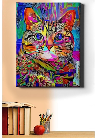Webstyle Sayılarla Boyama Seti Kasnaklı Rengarenk Kedi 50 X 65 Cm