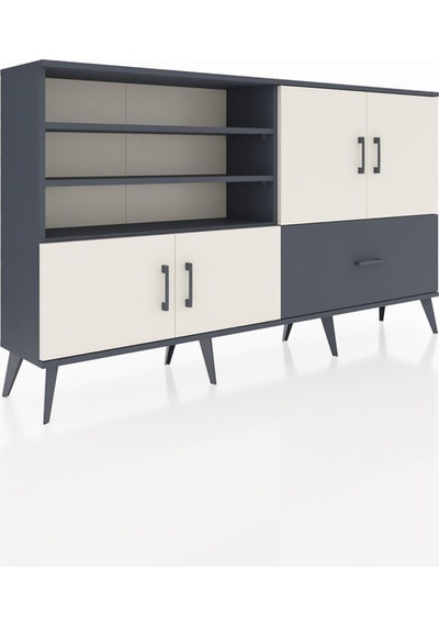 Arges Konsol 5 Raflı Tek Çekmeceli 4 Kapaklı 176x30x99 Antrasit-a Antrasit-aytaşı/antrasit Arges Konsol 5 Raflı Tek Çekmeceli 4 Kapaklı 176x30x99 Antrasit-a Antrasit-aytaşı/antrasit