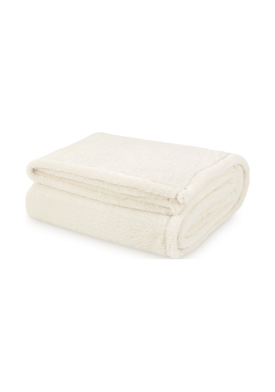 Pufina Tek Kişilik Tavşan Tüyü Dokulu Peluş Battaniye & Yatak Örtüsü 150x220 Ekru