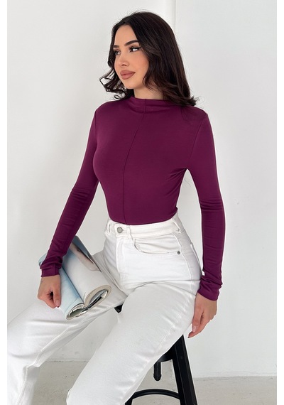 Noa & Noa Kadın Dikiş Detaylı Fit Bluz White Line Mor
