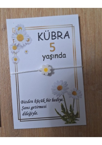 Papatyalı Kişiye Özel Şans Bilekliği, Mevlid, Doğum Günü Hediyeli