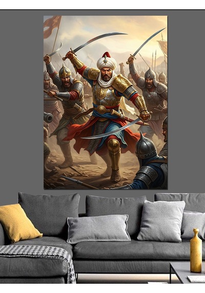 Ahşap Tablo Osmanlı Savaşçısı Ve Tarihi Mücadele