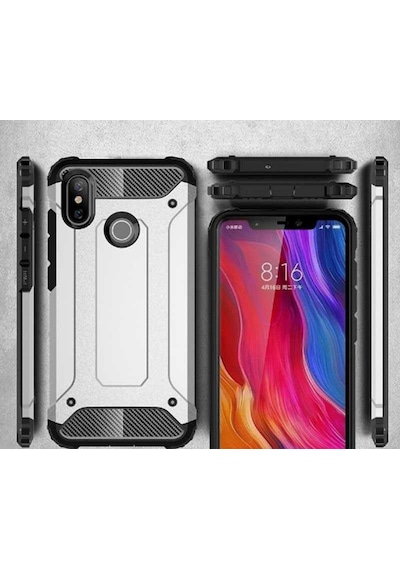 Kilifone - Xiaomi Mi 6x / Mi A2 Uyumlu - Kılıf Çift Katman Koruyucu Crash Military Tank Kılıf - Siyah Siyah