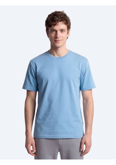 Kip Mavi Düz T-shirt