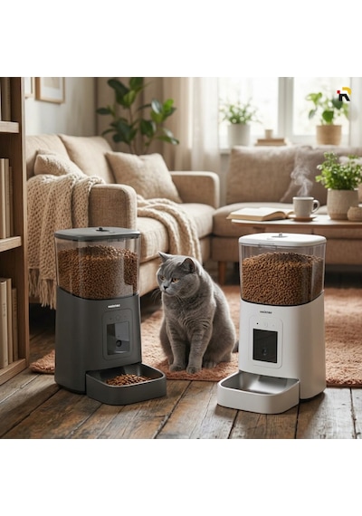 Haustier Pp003 Pro Siyah Kameralı 1080p Fhd Gece Görüş Akıllı Otomatik Kedi Mama Kabı, Tuya App-wifi Uzaktan Kontrol, Sesle Çağırma, 2.4ghz-5ghz, 6lt Hazne, Metal Kase