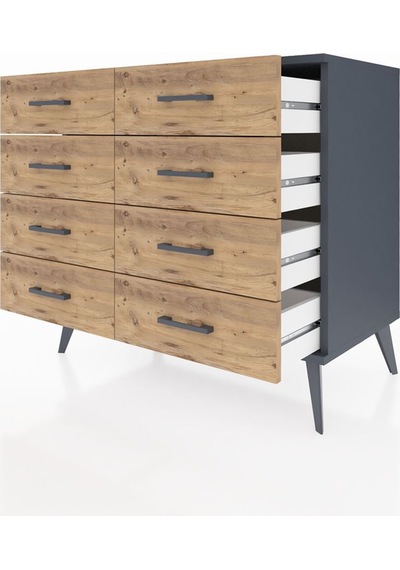 Hyperion Şifonyer 8 Çekmeceli 88x44x80 Antrasit-antrasit/çam Antrasit/çam Hyperion Şifonyer 8 Çekmeceli 88x44x80 Antrasit-antrasit/çam Antrasit/çam