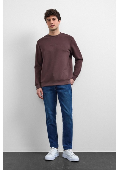 Backandbond Kahve Regular Fit Bisiklet Yaka Sweatshirt