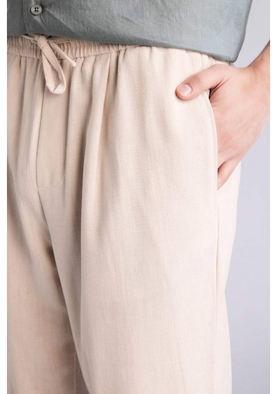Defacto Relax Fit Kısa Paça Keten Görünümlü Pantolon E4790ax25auer22 Ekru