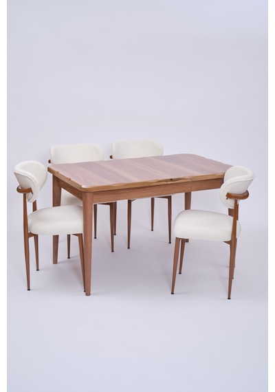 Yakamoz Polo Mdf Lak Panel Mutfak Masa Sandalye Takımı 80x130 Ceviz
