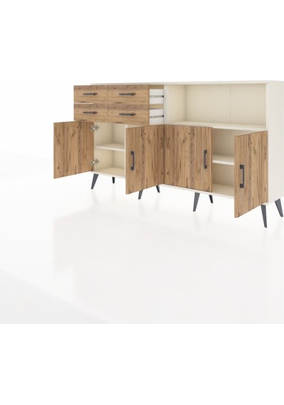 Arges Konsol 4 Raflı 4 Çekmeceli 4 Kapaklı 176x30x99 Aytaşı-çam Atlas Çam - Aytası