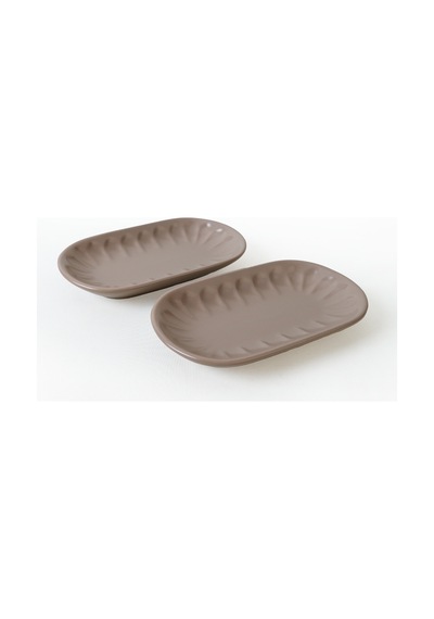 Keramika Mat Toprak Taupe Badem Kayık Tabak 22 Cm 2 Adet 977