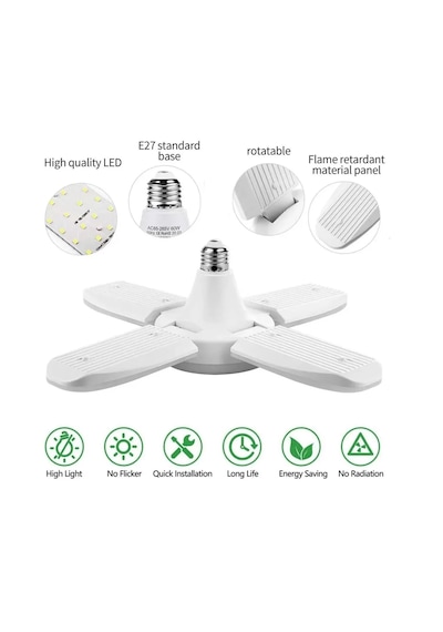Pervane Led Ampül 65w 6000 Lümen Süper Güçlü E27 Lamba 4 1