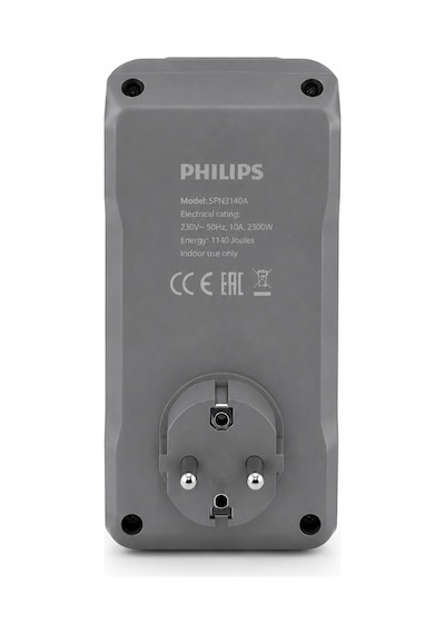 Philips Chp7010g/10 1140 Joule Tekli Akım Korumalı Priz, Gri