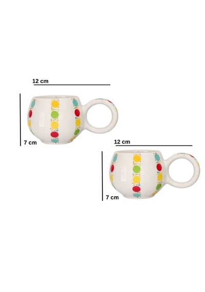 Dyris 2 Li Renkli Kahve Fincanı Seti 7 Cm Fincan 12 Cm Tabak Espresso Cappuccino Americano Beyaz X Renkli