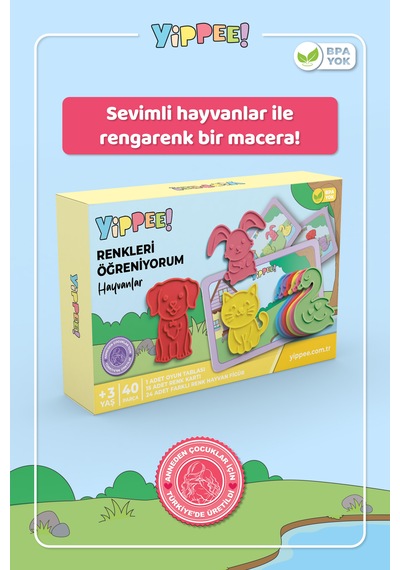 Renkleri Öğreniyorum Evcil Hayvanlar Renk Eşleştirme Oyunu 40 Parça
