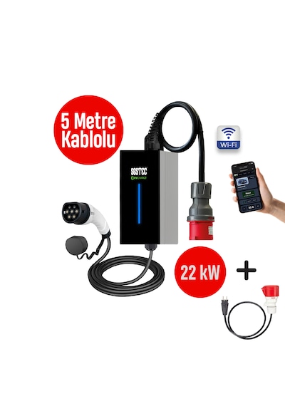 SGSTEC Home 22 kW 5Metre Kablolu Taşınabilir Elektrikli Araç Şarj Cihazı