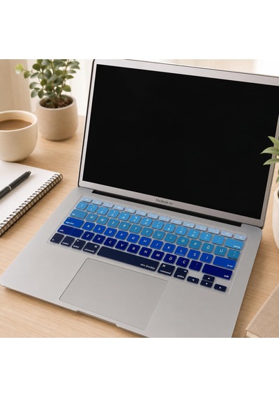 Macbook Klavye Koruyucu Silikon Us Klavyeyi Türkçe Q Baskıya Dönüştürür Macbook Air 13 İnç Ve Macbook Pro 13 15 İnç A1369, A1466, A1278, A1425, A1502, A1286, A1398 Uyumlu Lacivert Mavi
