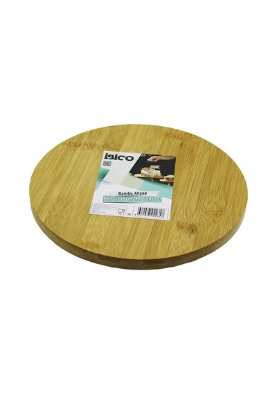 Yuvarlak 24.5cm Ayaklı 4cm Düz Yüzey Ahşap Bambu Sunum Tepsisi - Mini Sofra Çok Renkli