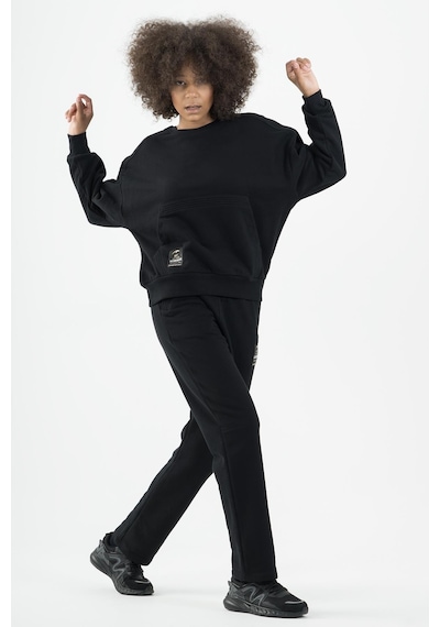 Maraton Sportswear Oversize Kadın Kapşonlu Uzun Kol Basic Siyah Sweatshirt 22953-siyah