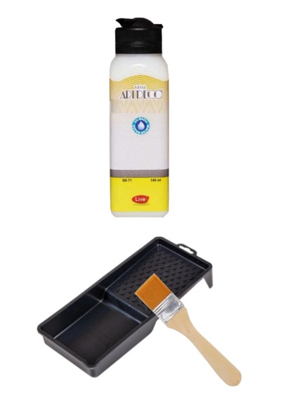 Artdeco Multi Surface 1 X2 Kg Dantel Beyaz Akrilik Boya Rulo Ve Fırça Tavası Parlak Vernik Set Karışık Renk