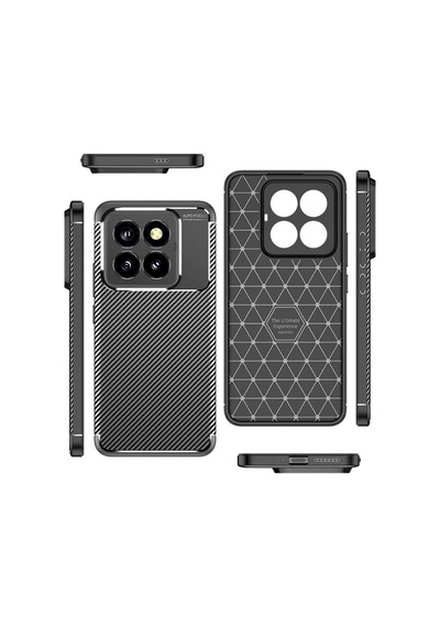 Xiaomi Mi 14 Pro Kılıf Karbon Görünümlü Silikon Kamera Korumalı Üstün Koruma Pazarplus Siyah