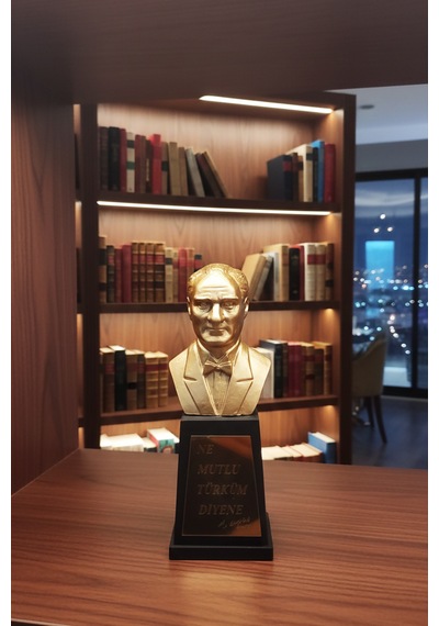 Atatürk Büstü Mini 13cm Polyester Hediye Dekoratif Büst Heykel 001