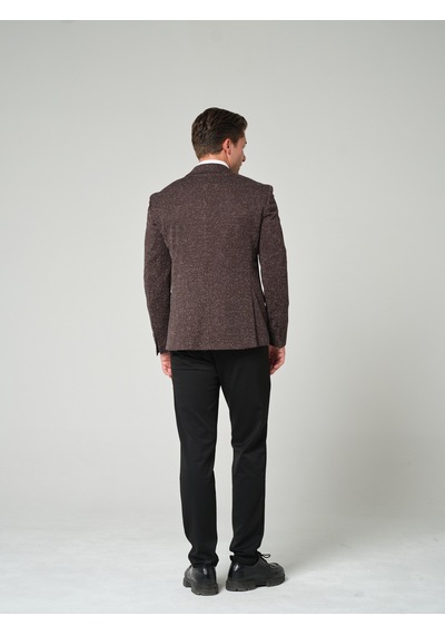 Bonesti Erkek Slim Fit Blazer Ceket Kahverengi Desenli