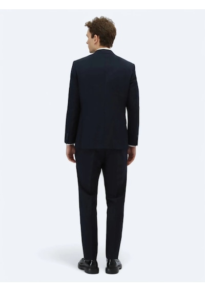 Kip Lacivert Desenli Modern Fit Yün Karışımlı Takım Elbise Lacivert Kip Lacivert Desenli Modern Fit Yün Karışımlı Takım Elbise Lacivert