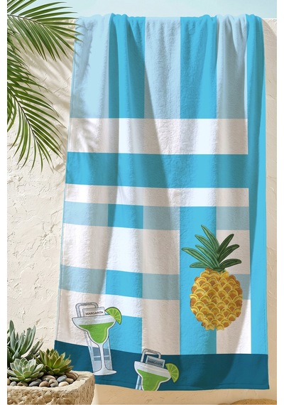 Ananas Kokteyl Temalı Ekose Plaj Havlusu - Tropikal Modern Mavi Beyaz Hızlı Kuruyan Mikrofiber Havlu Yağmur Mercan Ananas Kokteyl Temalı Ekose Plaj Havlusu - Tropikal Modern Mavi Beyaz Hızlı Kuruyan Mikrofiber Havlu Yağmur Mercan