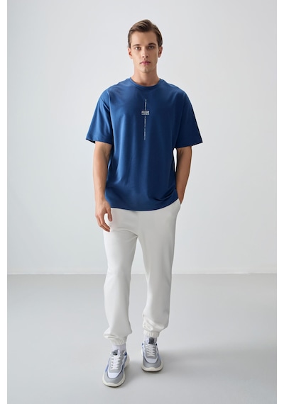 Air Jones Tommy Life Parlament Pamuklu Kalın Yumuşak Dokulu Oversize Fit Baskılı Erkek T-shirt - 88373 Parlament