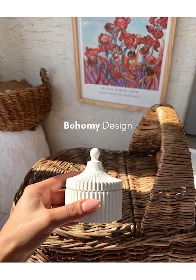 Bernami Mumluk Şamdanpinterest 3'lü Dekoratif Kubbe Mumluk Seti, İskandinav Tarzı Kapaklı Mumluk Set Diğer