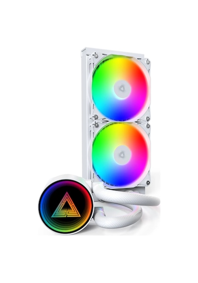 Montech Lightflow Argb 240 Beyaz Ultra Sessiz Aıo Sıvı Cpu Soğutucu, 3100 Rpm Pompa, Üçlü Sessiz Fa