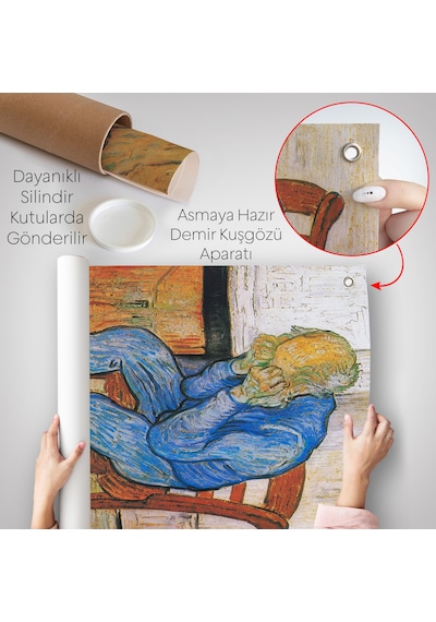 Acı Çeken Yaşlı Adam Sonsuzluğun Eşiğinde Duvar Örtüsü - Vincent Van Gogh-7442