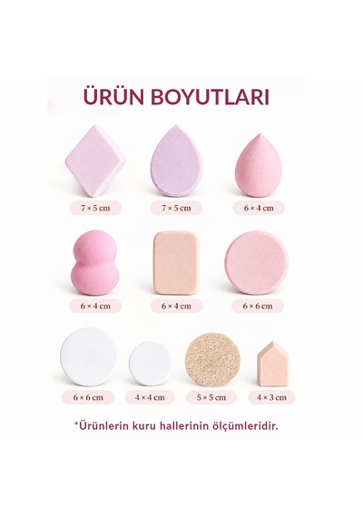 Amour Amour 18 Parça Profesyonel Makyaj Süngeri Seti Saklama Kavanozlu, Lateks İçermeyen Çok Amaçlı Aplikatör Seti