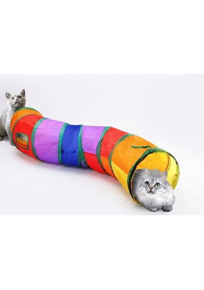 Patibon S Tünel Tasarım Kedi Oyun Tüneli Gökkuşağı 117 Cm Bzs1